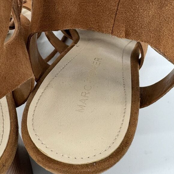 Marc Fisher Suede Lace-up Block Heel Sandals: Paradox Cognac Size 7.5 - Picture 6 of 8